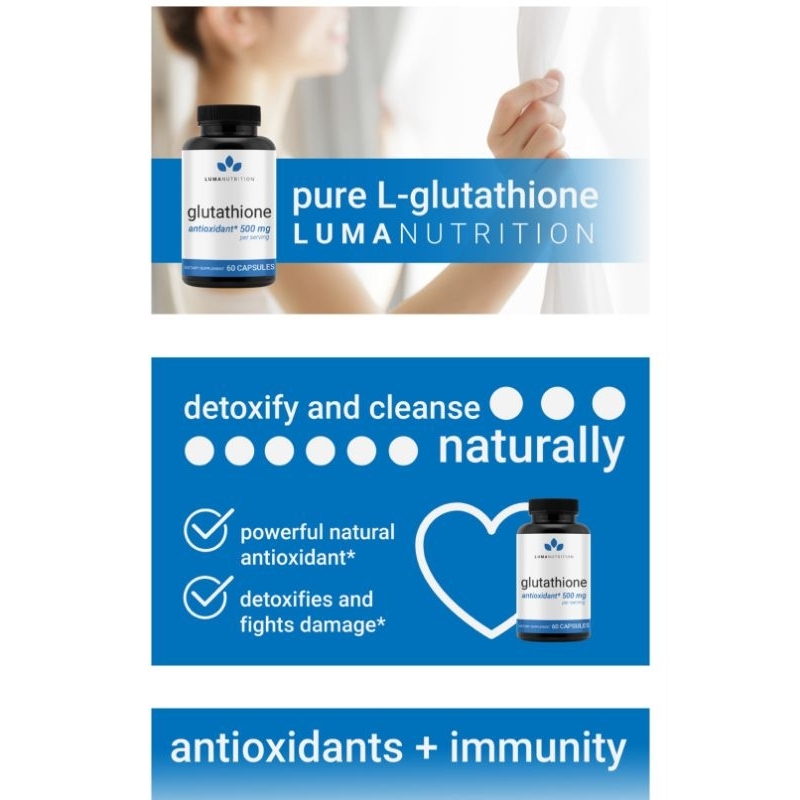 Vin Ung Trng Da L-glutathione 500mg, 99% Hp Thu Tinh Khit, Gim Thm  Nm, Tn Nhang Lumanutrition | Shopee Vit Nam
