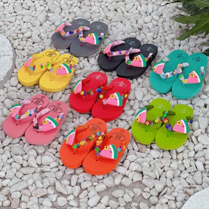 Dép Kẹp Xỏ Ngón Trẻ Em Đính Sticker Dưa Hấu Cao Cấp Handmade Dễ Thương Đế Cao Su Non Êm Chân