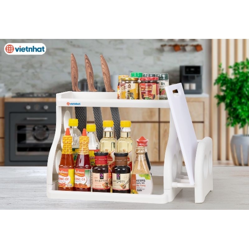 Kệ gia vị đa năng 3T Việt Nhật 5589-3 Cao Cấp, kệ đựng gia vị nấu ăn nhà bếp, phòng bếp nhựa Việt Nhật