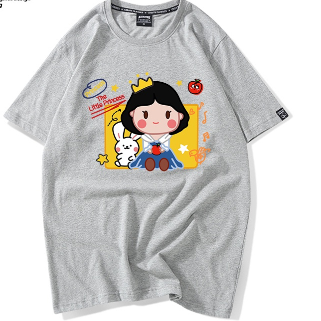 Áo Thun Nữ HappyFamily - Áo Phông Tay lỡ The Little Princess Đáng Yêu Chất Cotton 100 Cao Cấp Màu Trắng Đen Đỏ Xám
