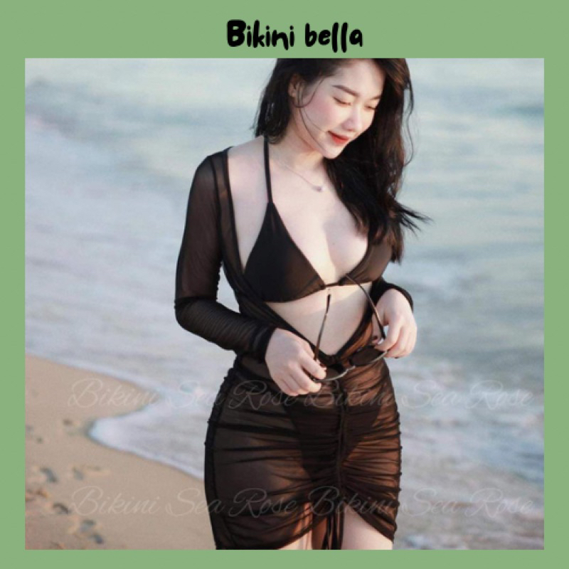 Set Bikini, Đồ Bơi Tay Dài Set 3 Chi Tiết Lưới Ren Sexy Sang Chảnh BELLA