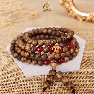 Vòng Tay Trầm Hương 108 Hạt Trầm Tốc Việt Mix Ngũ Bảo Trợ Mệnh, Lu Thống Omani (Không Chặn Bạc) - Mộc Trầm Hương MTH