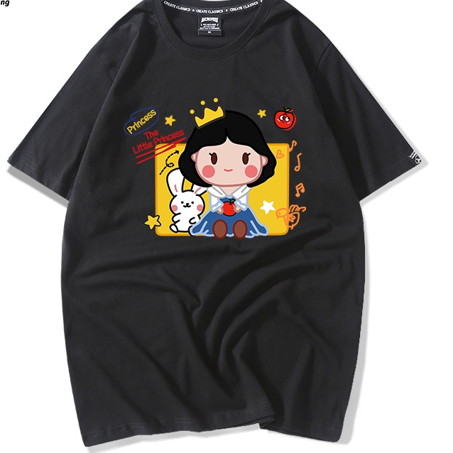 Áo Thun Nữ HappyFamily - Áo Phông Tay lỡ The Little Princess Đáng Yêu Chất Cotton 100 Cao Cấp Màu Trắng Đen Đỏ Xám