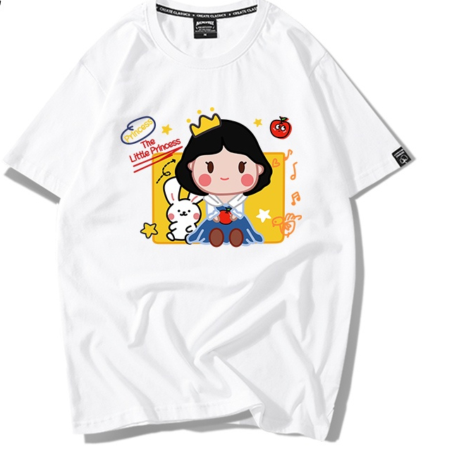 Áo Thun Nữ HappyFamily - Áo Phông Tay lỡ The Little Princess Đáng Yêu Chất Cotton 100 Cao Cấp Màu Trắng Đen Đỏ Xám