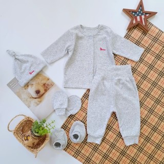 Bộ quần áo tay dài bé trai Bunny sơ sinh bao gồm nón vớ và bao tay