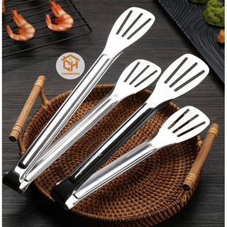 Kẹp Inox Gắp Thức Ăn 3 Rãnh, Đồ Nướng, Chiên Rán - Dụng Cụ Gắp Đồ Nóng Cam Homeware