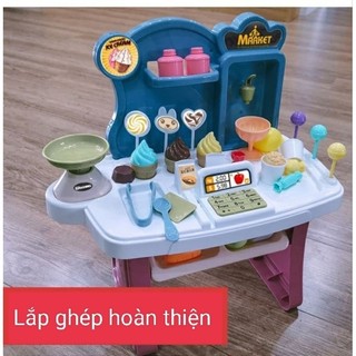 Đồ chơi quầy siêu thị mini gia đình cho bé có âm thanh 33 chi tiết