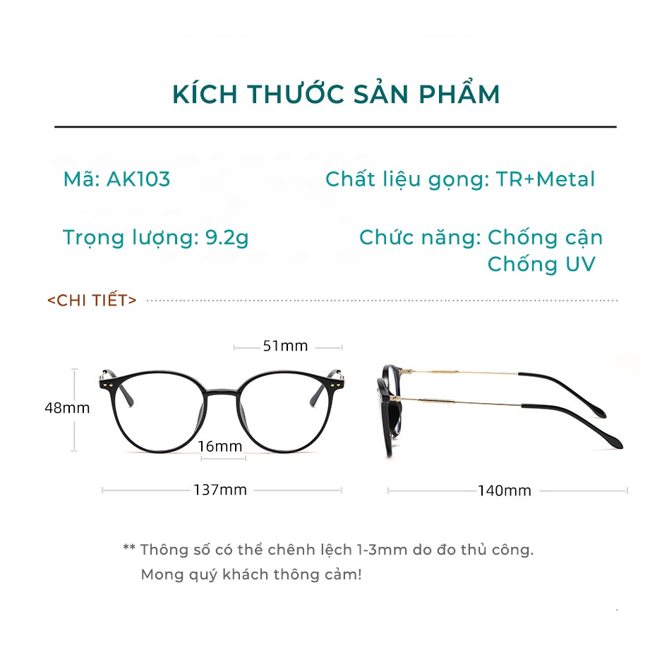 Ảnh Kính Chống Bụi, Chống Ánh Sáng Xanh AORON Mắt Mèo Cá Tính Thời Trang Gọng Kim Loại Đàn Hồi Phù Hợp Mọi Khuôn Mặt AK103 3