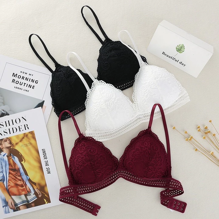 B46 Áo Bra Ren Bralette KATHY BRA Đệm Mỏng Không Gọng Mút Có Thể Tháo Rời