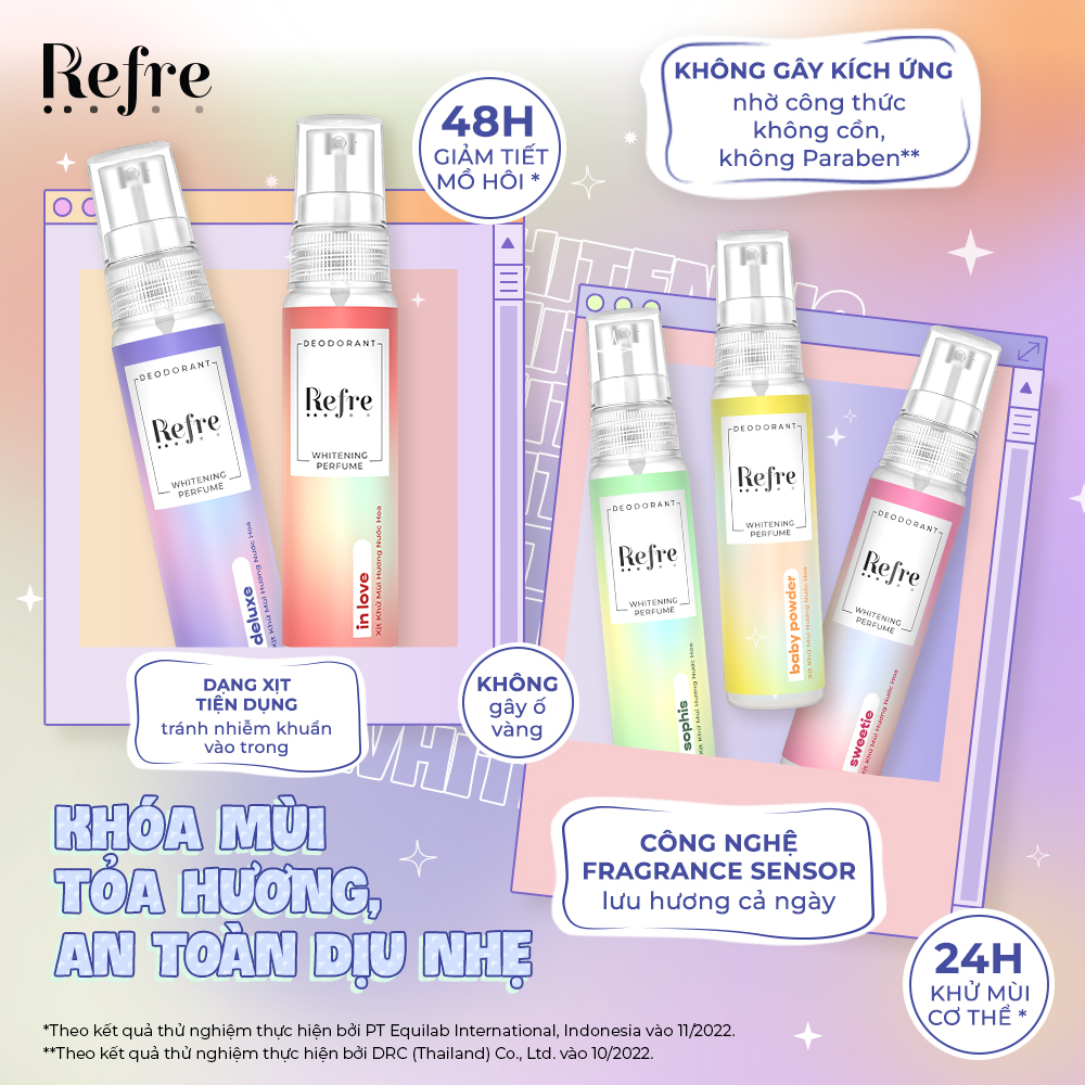 Ảnh Xịt khử mùi dưỡng trắng hương nước hoa Refre Whitening Perfume 30ml 2