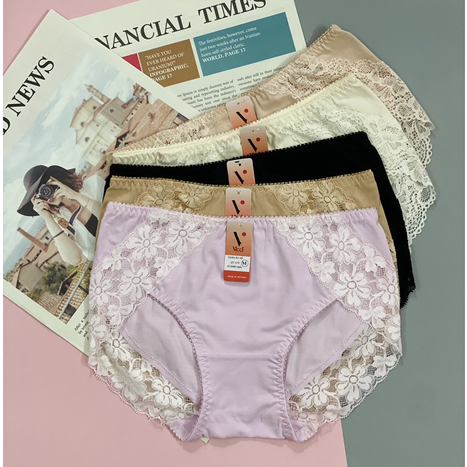 Ảnh Quần lót nữ cotton Nhật Vicci 103 dáng lưng vừa, viền ren mềm mịn, kháng khuẩn 2