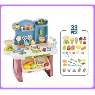 Đồ chơi quầy siêu thị mini gia đình cho bé có âm thanh 33 chi tiết