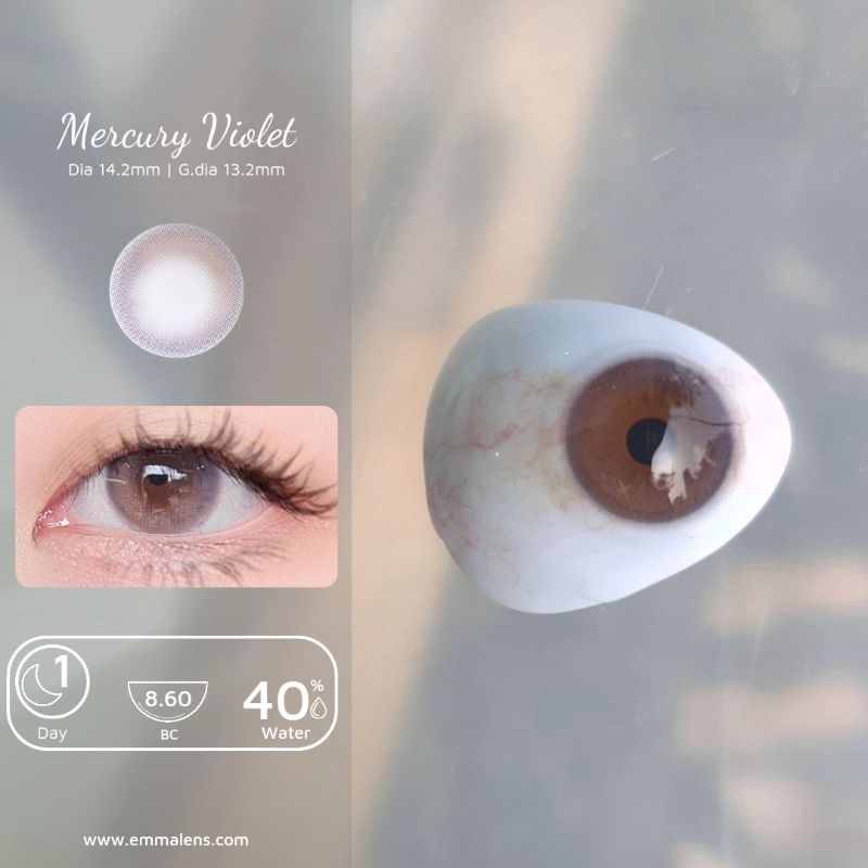 🌸 Kính áp tròng 1 ngày Mercury Violet - Lens 1 ngày màu tím baby / Emma Super Mini Contact Lens 🌸