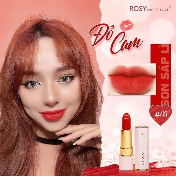 Son sáp Rosy Sweet Love son sáp siêu lì, son nhung lì Rosy Matte Lipstick( tặng 2 nạ)