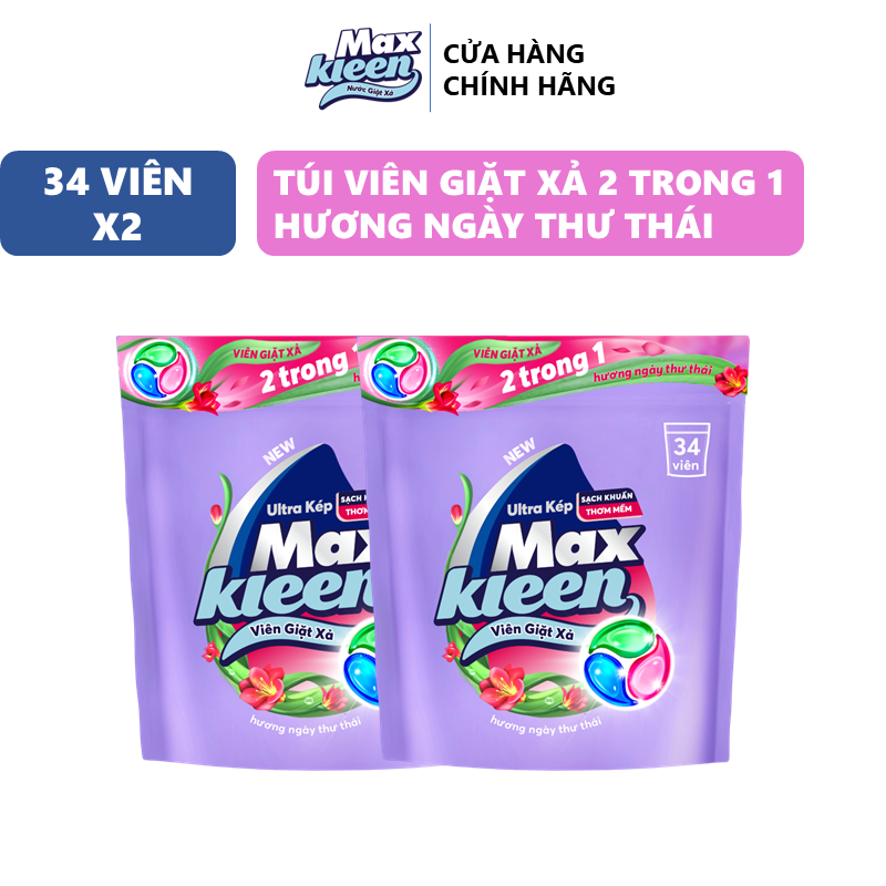 Ảnh Combo 2 Túi Viên Giặt Xả MaxKleen hương ngày thư thái (34 viên/túi) 2