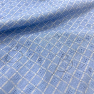 Vải Linen Bột Xanh Biển Dệt Ô Caro Mềm Rũ Khổ 1m40