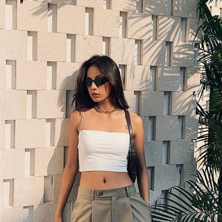 THEKIM Áo croptop 2 dây sợi bún ( không mút ) , vải cotton hai lớp , áo nữ 2 dây thun ống ngang ngực A107