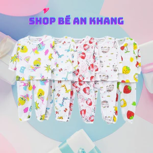 Bộ cotton giấy dài tay cúc giữa cho bé trai/ gái 4-13kg