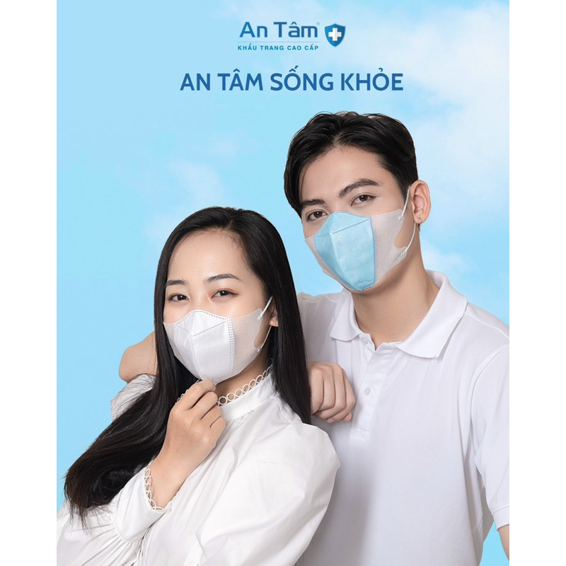 5D MASK - Set 500 cái Khẩu trang 3 lớp kháng khuẩn chính hãng An Tâm ôm sát khuôn mặt, bảo vệ tối ưu