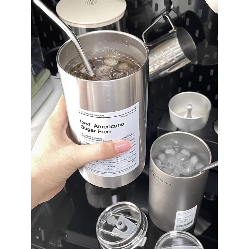LY GIỮ NHIỆT INOX 600ml tặng kèm ống hút