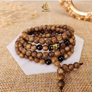 Vòng Tay Trầm Hương 108 Hạt Trầm Tốc Việt Mix Ngũ Bảo Trợ Mệnh, Lu Thống Omani (Không Chặn Bạc) - Mộc Trầm Hương MTH