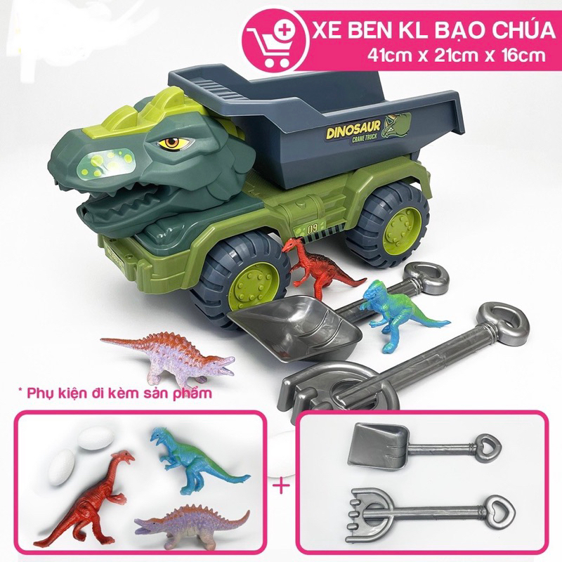 ĐỒ CHƠI XE CHỞ KHỦNG bbs cỡ lớn  ĐỒ CHƠI XE BEN + CÀO + MÓC VỚI HÌNH ĐẦU XE KHỦNG LONG
