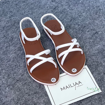 Sandal nữ, sandal đi học nữ, sandal học sinh nữ, sandal đế xẹp nữ MAILIAA quai dây đai thun đế xẹp