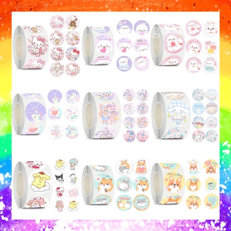 Cuộn 500 sticker hình dán tem dán 2.5cm hoạt hình sanrio | Shopee Việt Nam