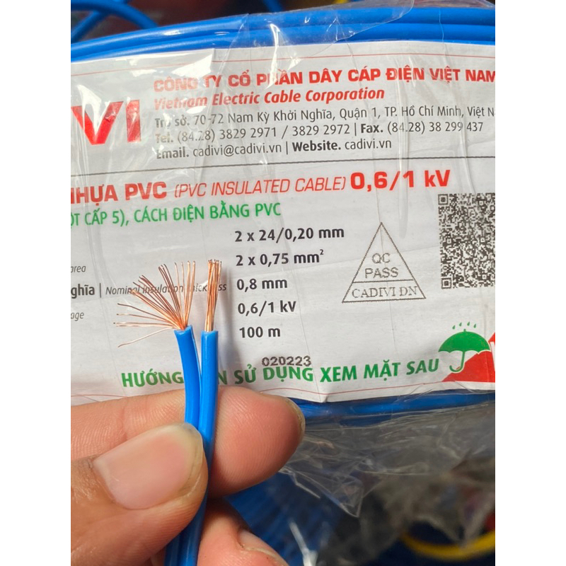 10 mét- Dây điện đôi Cadivi 2x0,75 mm2 vcmd 2x24 - dây điện đôi mềm 1 ...