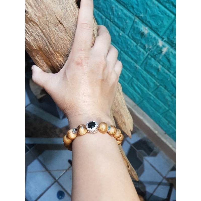 VÒNG TRẦM HƯƠNG TỐC INDO - 10MM ĐÍNH CHARM BẠC 925