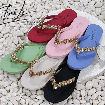 Dép Kẹp Nữ Xỏ Ngón Trinh Lê Shop - Dép Nữ Đính Đá 2 Phân - Dép Lê Nữ Đính Đá Cao Cấp TLD169