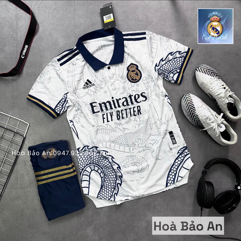 Áo Bóng Đá Clb Real Madrid 2023/2024 Họa Tiết Rồng Vải Gai Thái Cao Cấp  Phom 43-90Kg | Shopee Việt Nam