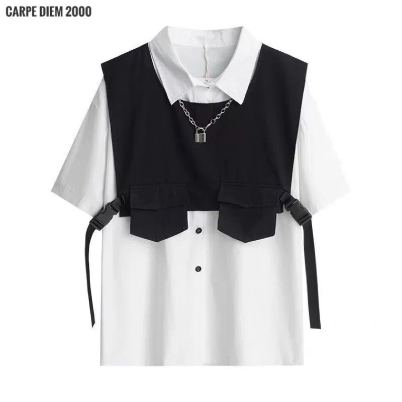 Kevlr Shirt + Gilet - Áo sơ mi và gile [TẶNG VÒNG] ngắn tay phối với ...