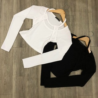 áo crtoptop tay dài dây choàng cổ
