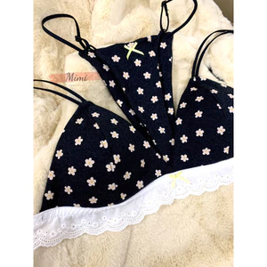 Set đồ lót, áo bralette hoa mai nhí cotton
