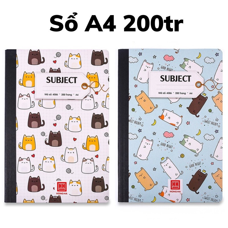 Sổ _Vở bìa bồi Subject A4 200 trang dòng kẻ ngang Hồng Hà _MS:4586 ...