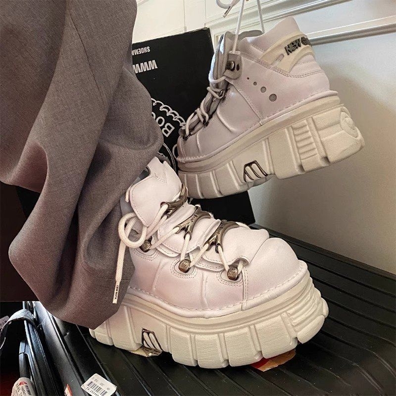 Giày da - Boots da New Rock tán đinh đen - trắng [ ORDER - CÓ SẴN ...