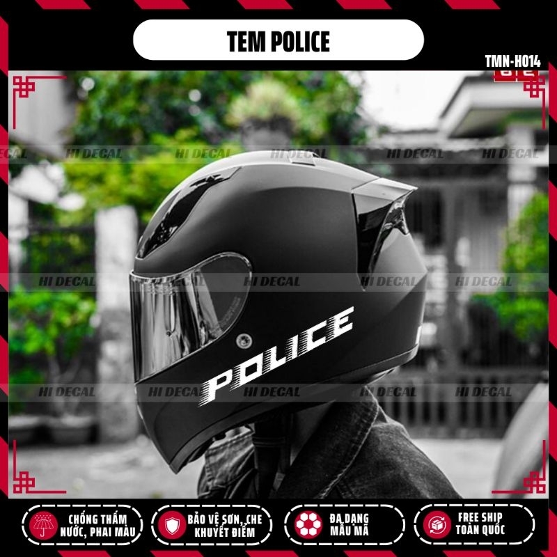 [1 chiếc] Tem Police Phản Quang dán xe | TMN-H014 | Decal cao cấp chống nước, chống phai màu