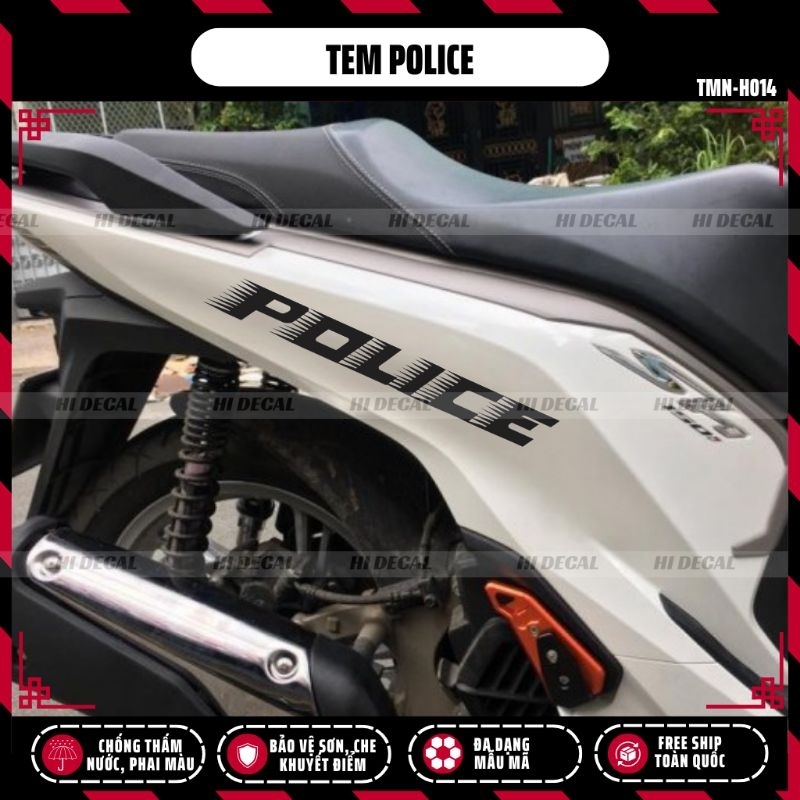 [1 chiếc] Tem Police Phản Quang dán xe | TMN-H014 | Decal cao cấp chống nước, chống phai màu