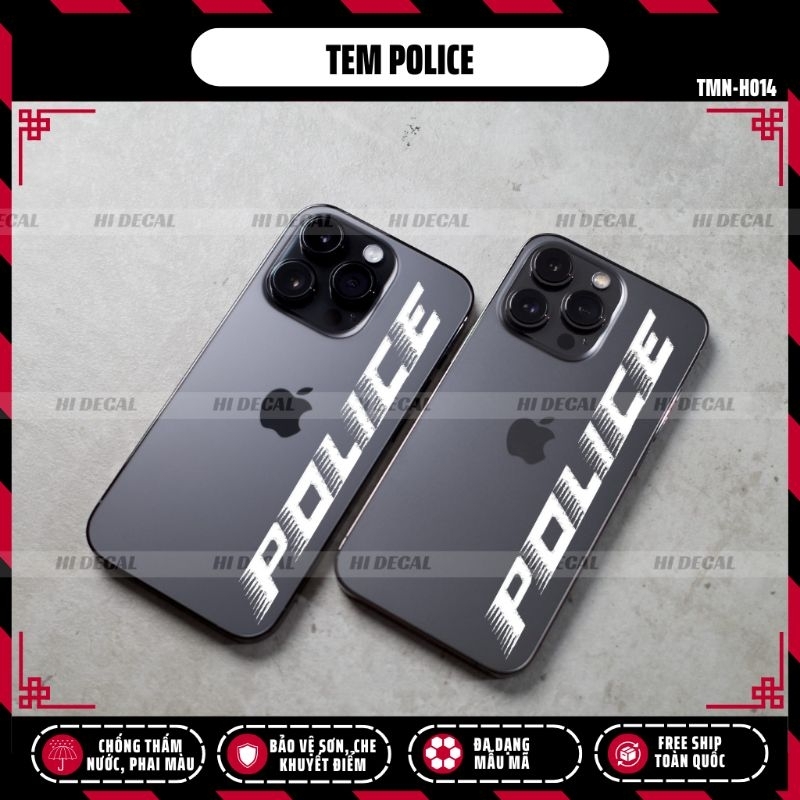 [1 chiếc] Tem Police Phản Quang dán xe | TMN-H014 | Decal cao cấp chống nước, chống phai màu