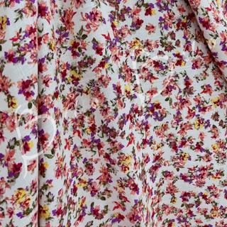 Vải Linen Bột Gân Hoa Nhí Đỏ Cam Mềm Rũ Khổ 1m40