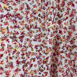 Vải Linen Bột Gân Hoa Nhí Đỏ Cam Mềm Rũ Khổ 1m40