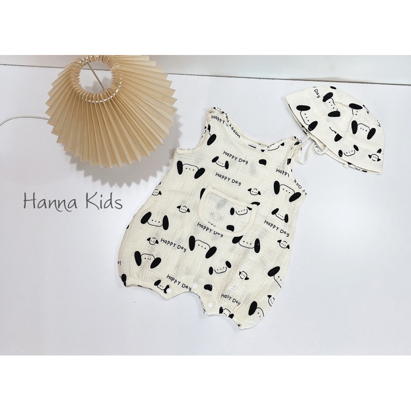 Bodysuit Kèm Mũ Xô Muslin Cho Bé Trai/ Bé Gái Siêu Hot Liena'S Closet