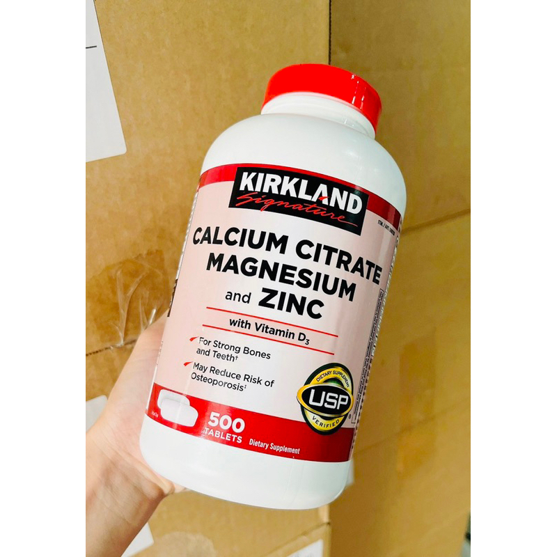 [ Date 2025] Canxi Zinc Kirkland 500 viên uống bổ xung Calcium Citrate