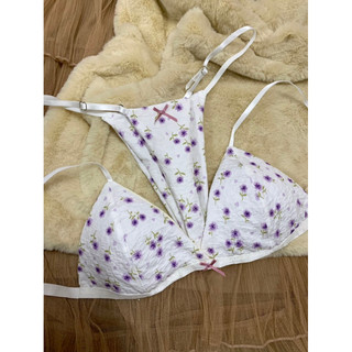 Bộ đồ lót, áo bralette hoa tím được thiết kế by-Mimihouse