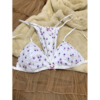 Bộ đồ lót, áo bralette hoa tím được thiết kế by-Mimihouse