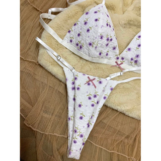 Bộ đồ lót, áo bralette hoa tím được thiết kế by-Mimihouse
