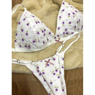 Bộ đồ lót, áo bralette hoa tím được thiết kế by-Mimihouse