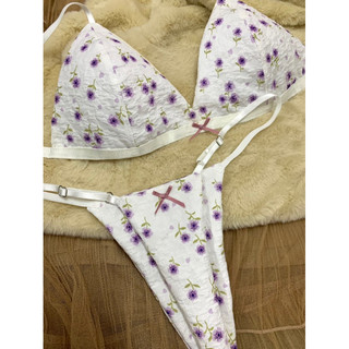 Bộ đồ lót, áo bralette hoa tím được thiết kế by-Mimihouse