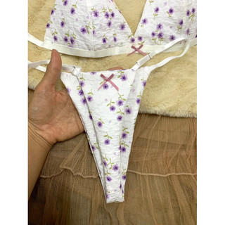 Bộ đồ lót, áo bralette hoa tím được thiết kế by-Mimihouse